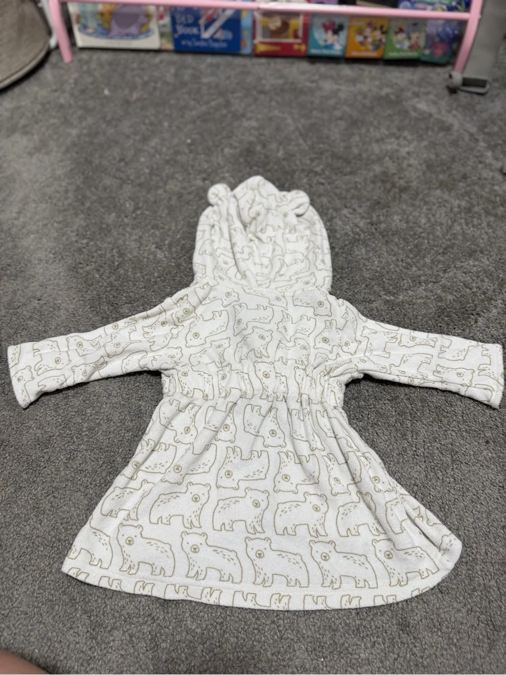 Carter's Just Be You Terrycloth Bear Print Robe Hooded Ears 0-9 Months